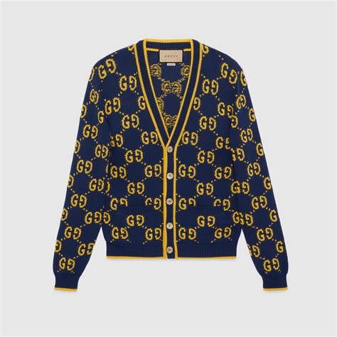 gucci gg knitted wool and cotton top|Gucci embroidered oversized cardigan.